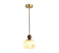 Mjsdjof Mini lámpara colgante de alabastro, lámpara colgante de latón con pantalla de mármol, lámparas colgantes esféricas de piedra, luminaria E27, luces de techo minimalistas nórdicas