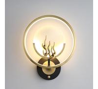 Mjsdjof Nuevo aplique de estilo chino, lámpara de pared de latón con pantalla redonda de jade, pared de luz de iluminación de cabecera, lámparas de pared LED modernas - 28 W - 3 colores