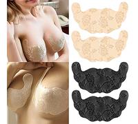 MJUHNHH 12 unids Sujetadores adhesivos de encaje para mujeres,sujetador pegajoso invisible para pechos grandes,sin espalda sin tirantes invisible impulsar de silicona para vestido sin es, 6black+6nude