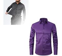 MJUHNHH Camisas de los Hombres de Anti-Arrugas, Camisas de Vestido de Manga Larga sólida for Hombres Slim Fit No-Iron Social Business Blusa Camisa Blanca (Color : Purple, Size : 4X-Large)