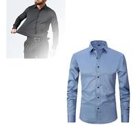 MJUHNHH Camisas de los Hombres de Anti-Arrugas, Camisas de Vestido de Manga Larga sólida for Hombres Slim Fit No-Iron Social Business Blusa Camisa Blanca (Color : Light Blue, Size : M)