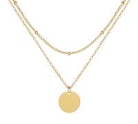 MJust Collar en capas chapado en oro de 14 quilates para mujer, cruz de perlas, circonita cúbica, clip de papel, Acero inoxidable