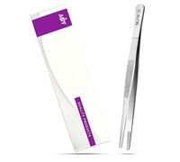 MJW Pinzas de Cocina - Pinzas de Cocina Rectas y Romas de Acero Inoxidable de 14 cm Para Chefs, Pinzas de Comida con Punta Dentada para Adornar Platos, Hornear y Asar