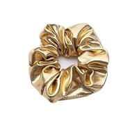 Mjwlgs Hair Ties 10cm Women Girls Wide Elastic Rubber Band Glitter Gold/Back Faux Leather Hair Rope Ruched Dancing Ponytail Holder Party (Color : Gold)