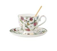 mjyyyds188 Taza de café decoración Juego de tazas café Bone China, té la tarde chino, juego con borde oro Simple, y platillos negro inglés cerámica