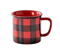 mjyyyds188 Taza de café decoración Taza de cerámica vintage a cuadros rojos y negros for uso doméstico oficina, grande, con capacidad for beber