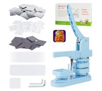 MK.Bear - Máquina de imanes para nevera, permite hacer pines magnéticos cuadrados de 50 mm para frigorífico, prensa de imanes cuadrados, 100 piezas magnéticas incluidas