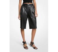 MK Bermudas plisadas de piel - Negro - Michael Kors EU 32