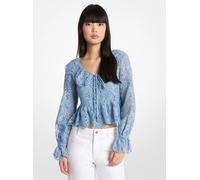 MK Blusa de encaje floral definido - Azul - Michael Kors M