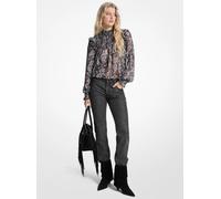 MK Blusa de georgette con estampado de cachemir metalizado - Gris - Michael Kors L