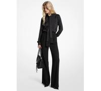 MK Blusa de satén con flecos y cuello con lazada - Negro - Michael Kors XL