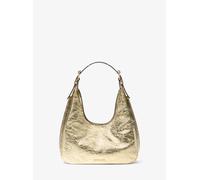 MK Bolso hobo de hombro pequeño de piel cuarteada metalizada - Dorado - Michael Kors ONE SIZE