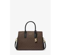 Michael Kors Laila Medium Satchel, Bolso de Mano para Mujer, Herrajes Dorados/marrón/Negro, Talla única