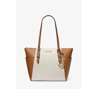 MK Bolso tote Charlotte grande de piel con logotipo y cremallera superior - Nude - Michael Kors ONE SIZE