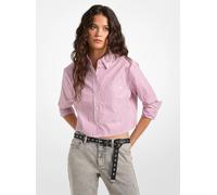 MK Camisa Oxford corta de popelina de algodón a rayas - Rosa - Michael Kors L