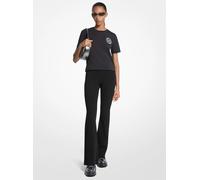 MK Camiseta de punto liso de algodón con adorno de logotipo - Negro - Michael Kors M