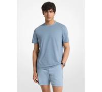 MK Camiseta de punto liso de algodón con estampado de logotipos - Azul - Michael Kors S