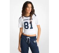 MK Camiseta de punto liso de algodón con estampado gráfico - Azul - Michael Kors XS