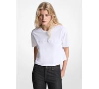 MK Camiseta de punto liso de algodón con logotipo y tachuelas - Blanco - Michael Kors M