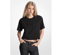 MK Camiseta de punto liso de algodón con logotipo y tachuelas - Negro - Michael Kors L