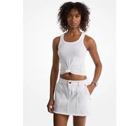 MK Camiseta de tirantes de punto elástico acanalado con lazada delantera - Blanco - Michael Kors XL
