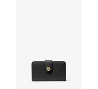 MK Cartera mediana de piel granulada con adorno MK curvo - Negro - Michael Kors ONE SIZE
