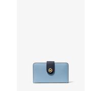 MK Cartera mediana de piel granulada con bloque de color y adorno MK curvo - Azul - Michael Kors ONE SIZE