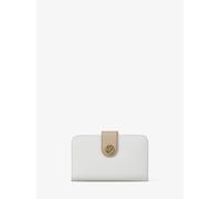 MK Cartera mediana de piel granulada con bloque de color y adorno MK curvo - Crema - Michael Kors ONE SIZE