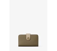 MK Cartera mediana de piel granulada con bloque de color y adorno MK curvo - Verde - Michael Kors ONE SIZE