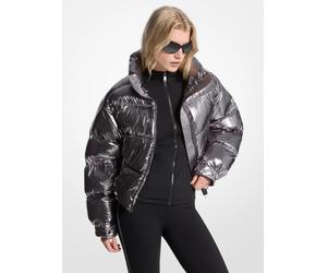 MK Chaqueta acolchada de ciré de nailon metalizado - Gris - Michael Kors S