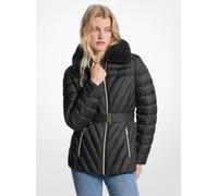 MK Chaqueta acolchada plegable de nailon con ribete de piel sintética - Negro - Michael Kors XL
