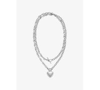 MK Collar con colgante de corazón abombado e incrustaciones - Plateado - Michael Kors ONE SIZE