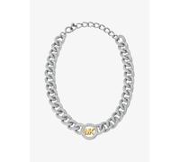 MK Collar de cadena de eslabones con logotipo e incrustaciones - Plateado - Michael Kors ONE SIZE