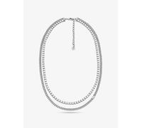 MK Collar de tenis de cadena doble de latón con chapado en metal precioso - Plateado - Michael Kors ONE SIZE