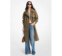 Michael Kors - Gabardina Oversize de Algodón y Nailon Lavado - Coats - Mujer - Verde - L -