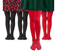 MK MATT KEELY 4 Pares Medias Ballet Niñas Leotardos Rojo Negro Niño Leggins Gimnasia Ritmica Niña para Fiesta Danza Uniforme,1 2 3 Años