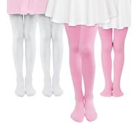 MK MATT KEELY 4 Pares Medias Ballet Niñas Leotardos Rosa Blanco Niño Leggins Gimnasia Ritmica Niña para Fiesta Danza Uniforme,9-12 Años