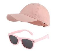 MK MATT KEELY Gorra Niño Gafas de Sol Niña 3-10 Años Set 2 Piezas Gorra Béisbol con Visera Protección UV Infantiles Verano para Regalos,Rosa