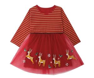 MK MATT KEELY Vestido Navidad Niña 2-7 Años Vestido Princesa Manga Larga Vestidos Camiseta Algodón,Rojo,5 Años