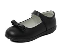 MK MATT KEELY Zapatos escolares planos para niñas y niñas, color negro, zapatos Mary Jane para niñas, zapatos cómodos de uniforme, Negro con lazo, 34 EU