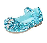 MK MATT KEELY Zapatos Princesa Niñas Disfraz Encanto Bailarina de Vestir Disfraz de Fiesta Zapatilla de Ballet,Azul con Lazo,22EU(CN24)