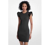 MK Minivestido de viscosa elástica con volantes - Negro - Michael Kors S