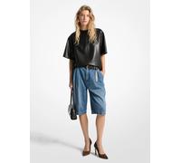 MK Pantalones cortos de denim plisados tipo bermudas - Azul - Michael Kors EU 36
