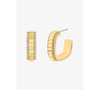 MK Pendientes de aro pequeños de latón en tono dorado con incrustaciones - Dorado - Michael Kors ONE SIZE