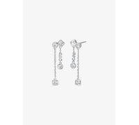 MK Pendientes largos con bisel de plata de ley chapada en metales preciosos - Plateado - Michael Kors ONE SIZE