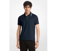 MK Polo de punto liso de algodón con ribete - Azul - Michael Kors XXL