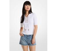 MK Polo de viscosa elástica acanalada con cordones - Blanco - Michael Kors M