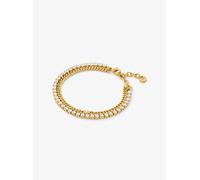 MK Pulsera de tenis de cadena doble de latón con chapado en metal precioso - Dorado - Michael Kors ONE SIZE