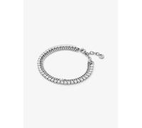 MK Pulsera de tenis de cadena doble de latón con chapado en metal precioso - Plateado - Michael Kors ONE SIZE