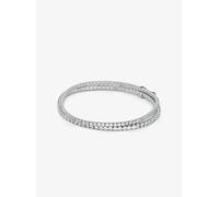 MK Pulsera de tenis doble de latón chapado en metal precioso - Plateado - Michael Kors ONE SIZE